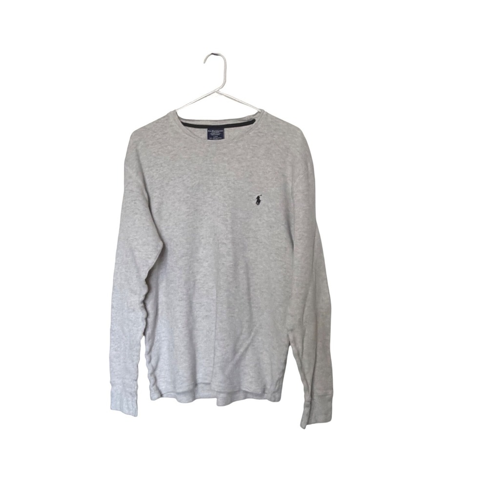Polo Ralph Lauren Mens Large Gray Waffle Knit Thermal Long Sleeve Sleep Shirt